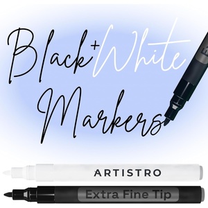 image:imageARTISTRO 2 Glitter Gold Acrylic Paint Markers  07mm Extra FineTip Paint Pens  Perfect for Crafting Art Projects amp MoreWhite  Black
