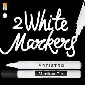 image:imageARTISTRO 2 Glitter Gold Acrylic Paint Markers  07mm Extra FineTip Paint Pens  Perfect for Crafting Art Projects amp MoreWhite