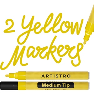 image:imageARTISTRO 2 Glitter Gold Acrylic Paint Markers  07mm Extra FineTip Paint Pens  Perfect for Crafting Art Projects amp MoreYellow