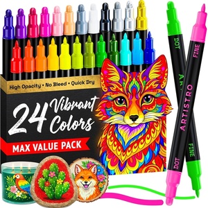 image:imageARTISTRO 24 Precision DualTip Acrylic Paint Markers  Paint Pens Set with Dot amp Fine Tips for Fabric Rock Glass Wood Coloring Books  Arts amp Crafts Gift  Classroom Must Haves amp School Supplies