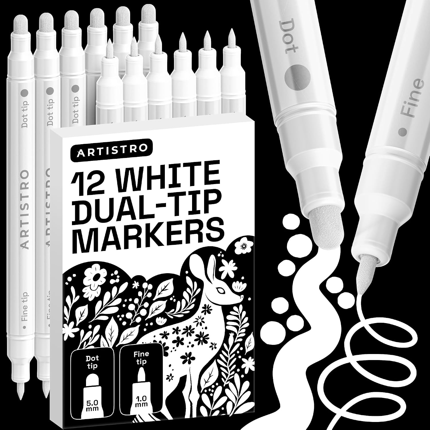 image:imageARTISTRO 12 Gold DualTip Acrylic Paint Markers  Paint Pens Set with Dot amp Fine Tips for Fabric Rock Glass Wood Coloring Books  Arts amp Crafts Gift  Classroom Must Haves amp School Supplies12