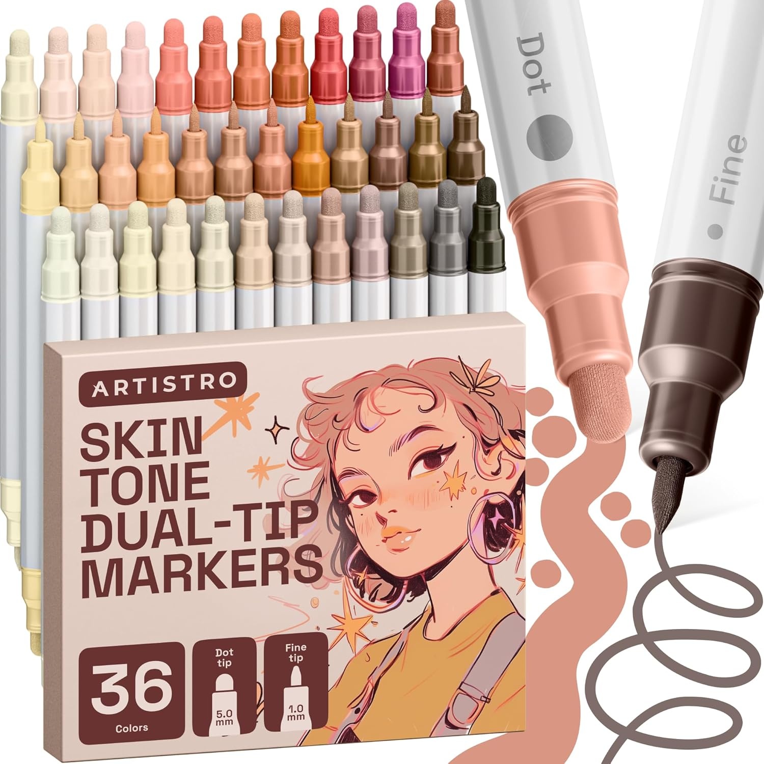 image:imageARTISTRO 12 Gold DualTip Acrylic Paint Markers  Paint Pens Set with Dot amp Fine Tips for Fabric Rock Glass Wood Coloring Books  Arts amp Crafts Gift  Classroom Must Haves amp School Supplies36