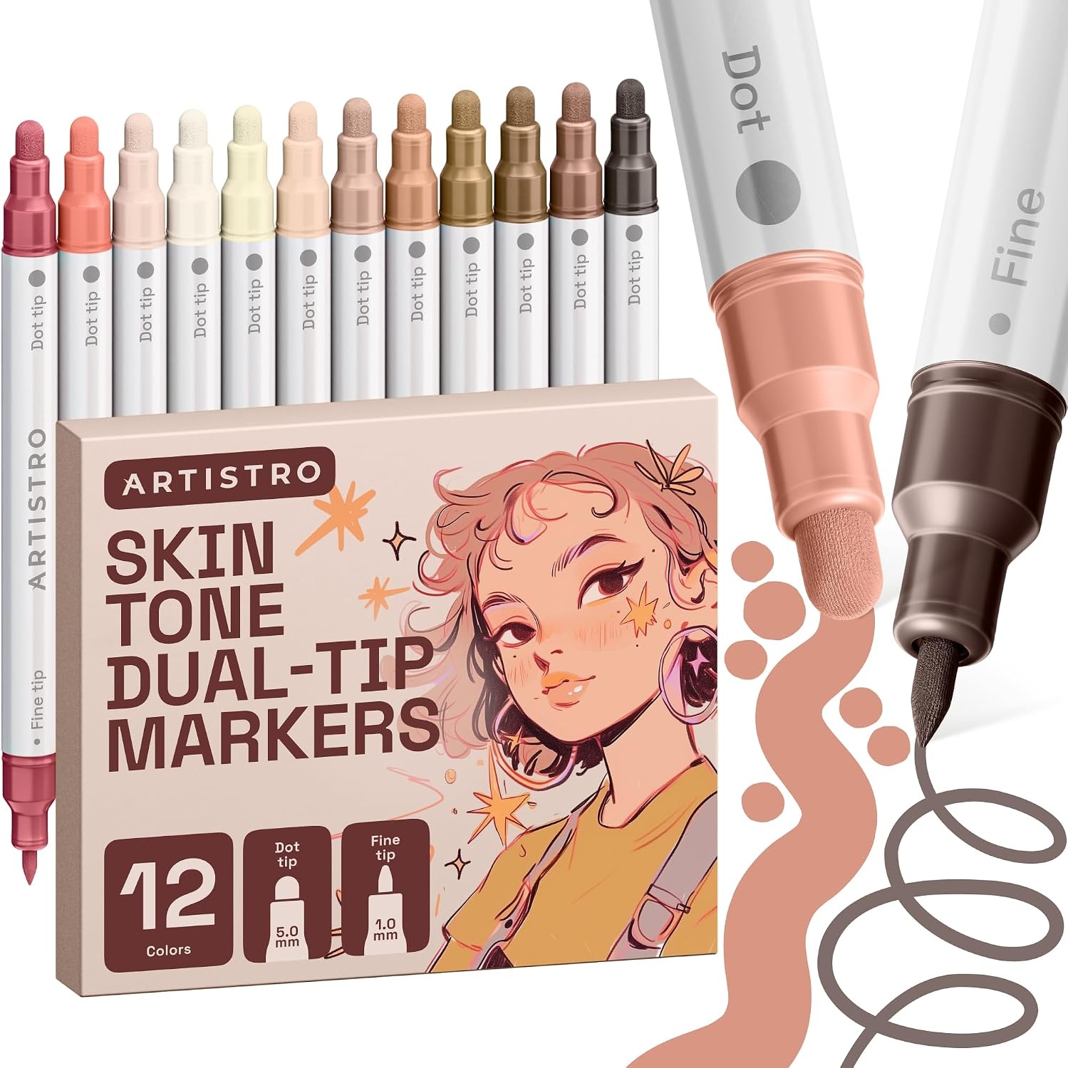 image:imageARTISTRO 12 Gold DualTip Acrylic Paint Markers  Paint Pens Set with Dot amp Fine Tips for Fabric Rock Glass Wood Coloring Books  Arts amp Crafts Gift  Classroom Must Haves amp School Supplies12