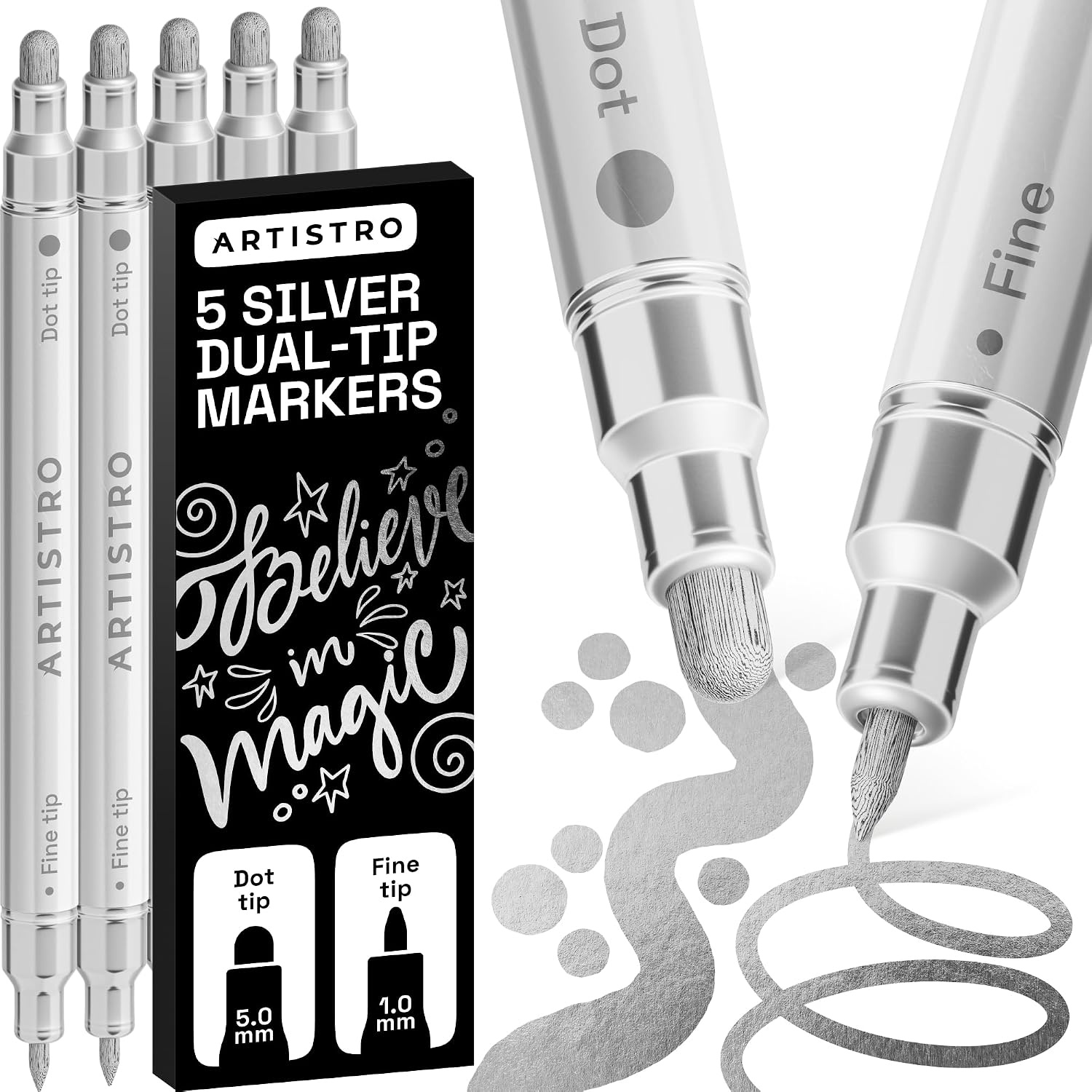 image:imageARTISTRO 12 Gold DualTip Acrylic Paint Markers  Paint Pens Set with Dot amp Fine Tips for Fabric Rock Glass Wood Coloring Books  Arts amp Crafts Gift  Classroom Must Haves amp School Supplies5