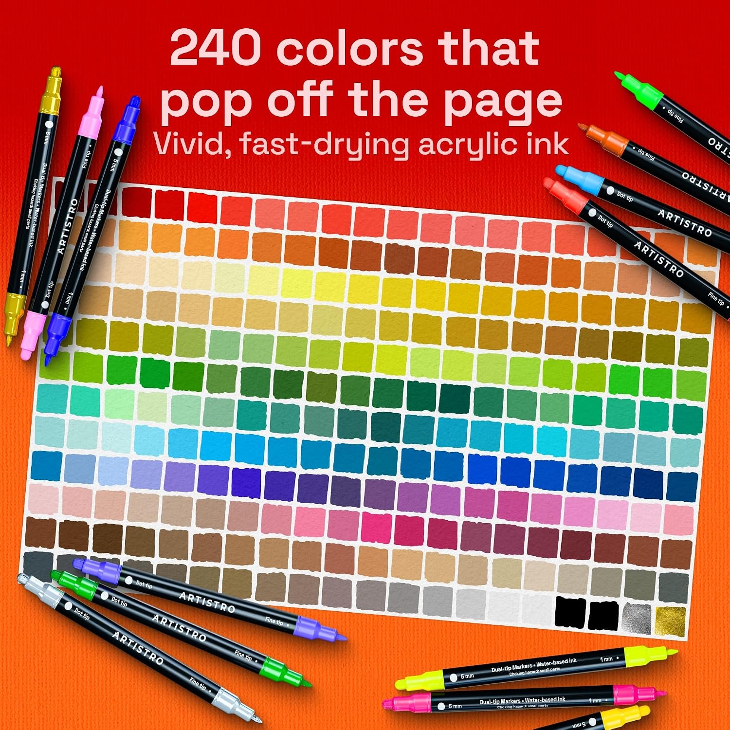 image:imageARTISTRO 12 Gold DualTip Acrylic Paint Markers  Paint Pens Set with Dot amp Fine Tips for Fabric Rock Glass Wood Coloring Books  Arts amp Crafts Gift  Classroom Must Haves amp School Supplies240