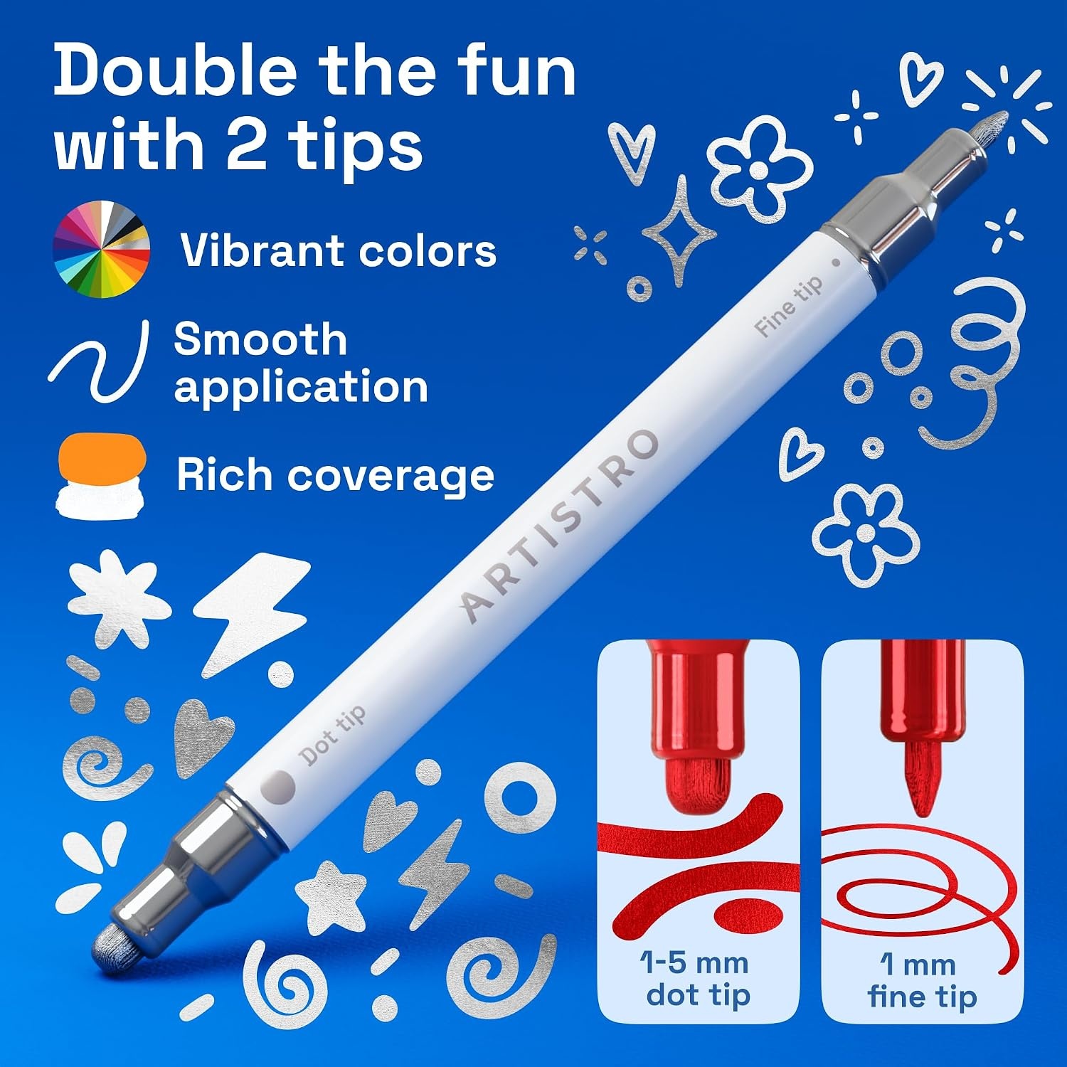 image:imageARTISTRO 12 Gold DualTip Acrylic Paint Markers  Paint Pens Set with Dot amp Fine Tips for Fabric Rock Glass Wood Coloring Books  Arts amp Crafts Gift  Classroom Must Haves amp School Supplies24