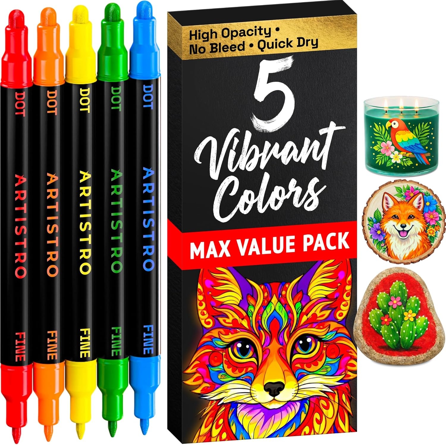 image:imageARTISTRO 12 Gold DualTip Acrylic Paint Markers  Paint Pens Set with Dot amp Fine Tips for Fabric Rock Glass Wood Coloring Books  Arts amp Crafts Gift  Classroom Must Haves amp School Supplies5