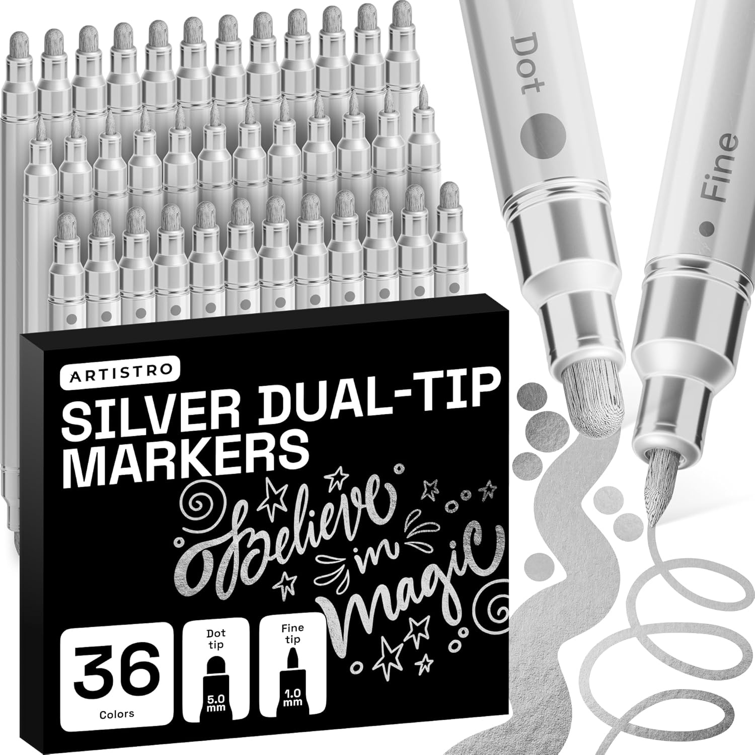 image:imageARTISTRO 12 Gold DualTip Acrylic Paint Markers  Paint Pens Set with Dot amp Fine Tips for Fabric Rock Glass Wood Coloring Books  Arts amp Crafts Gift  Classroom Must Haves amp School Supplies36