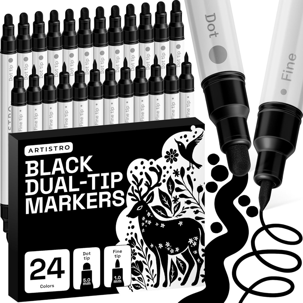 image:imageARTISTRO 12 Gold DualTip Acrylic Paint Markers  Paint Pens Set with Dot amp Fine Tips for Fabric Rock Glass Wood Coloring Books  Arts amp Crafts Gift  Classroom Must Haves amp School Supplies24