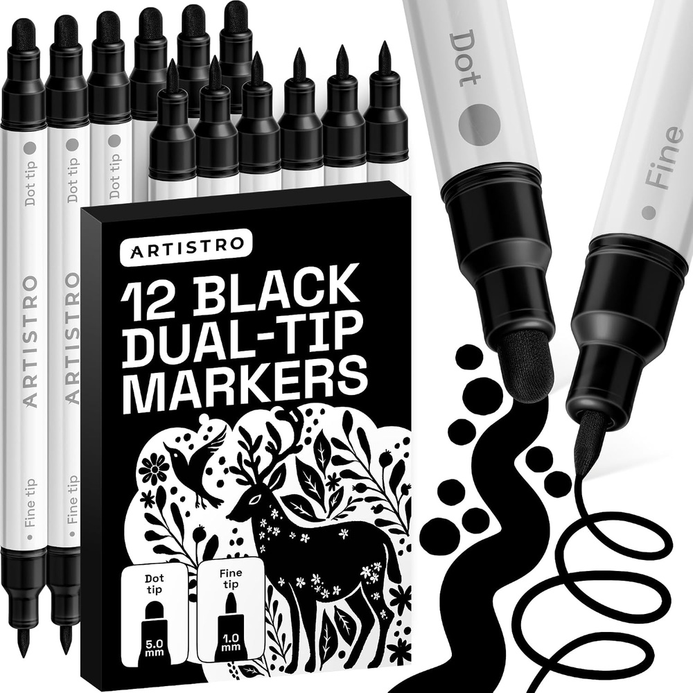 image:imageARTISTRO 12 Gold DualTip Acrylic Paint Markers  Paint Pens Set with Dot amp Fine Tips for Fabric Rock Glass Wood Coloring Books  Arts amp Crafts Gift  Classroom Must Haves amp School Supplies12