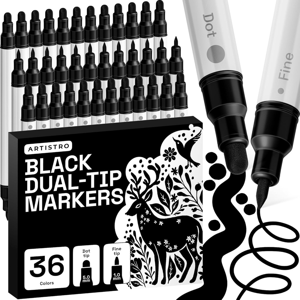 image:imageARTISTRO 12 Gold DualTip Acrylic Paint Markers  Paint Pens Set with Dot amp Fine Tips for Fabric Rock Glass Wood Coloring Books  Arts amp Crafts Gift  Classroom Must Haves amp School Supplies36