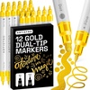 image:imageARTISTRO 12 Gold DualTip Acrylic Paint Markers  Paint Pens Set with Dot amp Fine Tips for Fabric Rock Glass Wood Coloring Books  Arts amp Crafts Gift  Classroom Must Haves amp School Supplies12