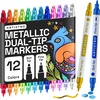 image:imageARTISTRO 12 Gold DualTip Acrylic Paint Markers  Paint Pens Set with Dot amp Fine Tips for Fabric Rock Glass Wood Coloring Books  Arts amp Crafts Gift  Classroom Must Haves amp School Supplies12
