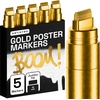 image:imageARTISTRO 5 Gold Paint Pen for Rock Glass Ceramic Wood Tire Fabric Metal Canvas Marking Painting  Set of 5 Acrylic Paint Markers Waterbased  Jumbo TipGold