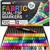 image:imageARTISTRO 120 DualTip Fabric Markers  Fabric Decorating Kit  Permanent for Clothes  Acrylic Paint Pens for Sneakers Bags Shoes Textile Canvas Sewing Craft DIY  Brush and Fine Tip