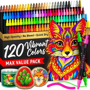 image:imageARTISTRO 12 Gold DualTip Acrylic Paint Markers  Paint Pens Set with Dot amp Fine Tips for Fabric Rock Glass Wood Coloring Books  Arts amp Crafts Gift  Classroom Must Haves amp School Supplies120