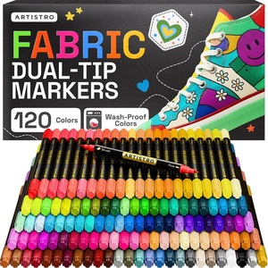 image:imageARTISTRO 120 DualTip Fabric Markers  Fabric Decorating Kit  Permanent for Clothes  Acrylic Paint Pens for Sneakers Bags Shoes Textile Canvas Sewing Craft DIY  Brush and Fine Tip
