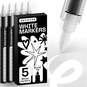 image:imageARTISTRO 5 Gold Paint Pen for Rock Glass Ceramic Wood Tire Fabric Metal Canvas Marking Painting  Set of 5 Acrylic Paint Markers Waterbased  Jumbo TipWhite